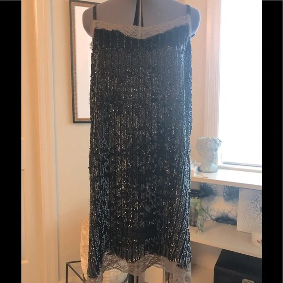 Topshop Dresses Topshop Size Black Sequin Spaghetti Strap